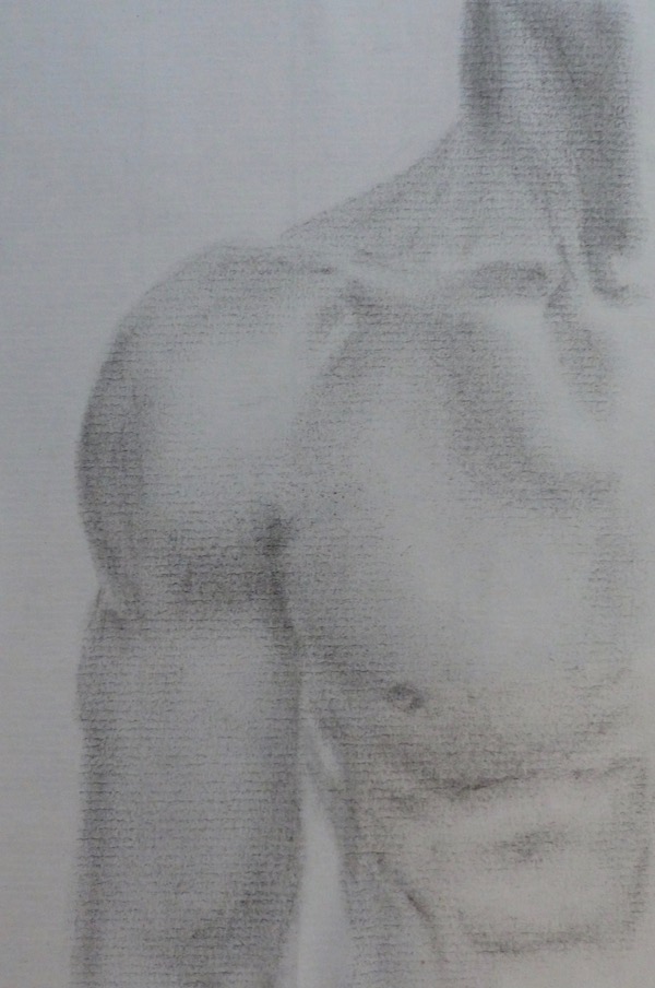 Charcoal drawing man's shoulder