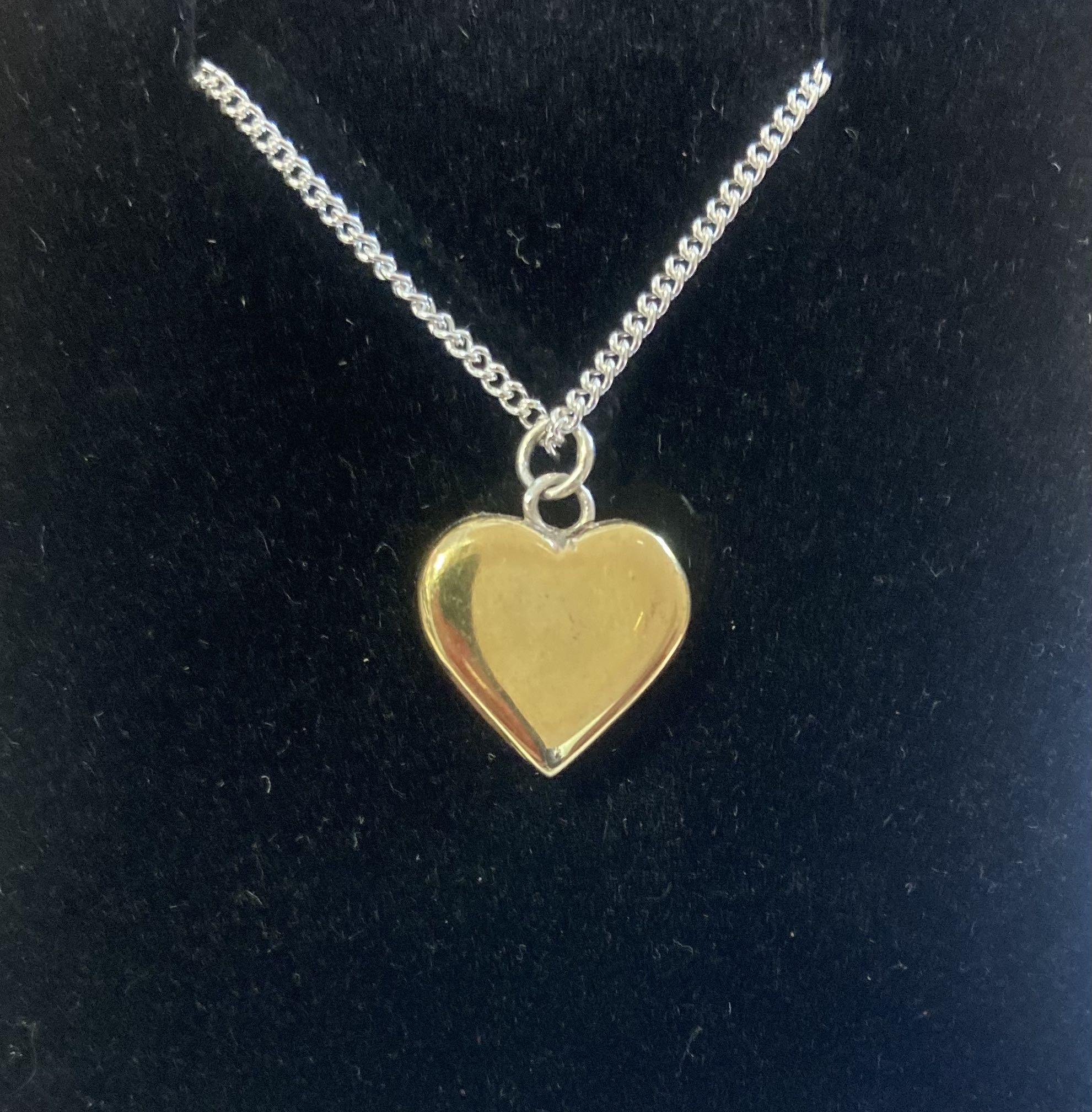 brass heart and silver home reverse with silver chain