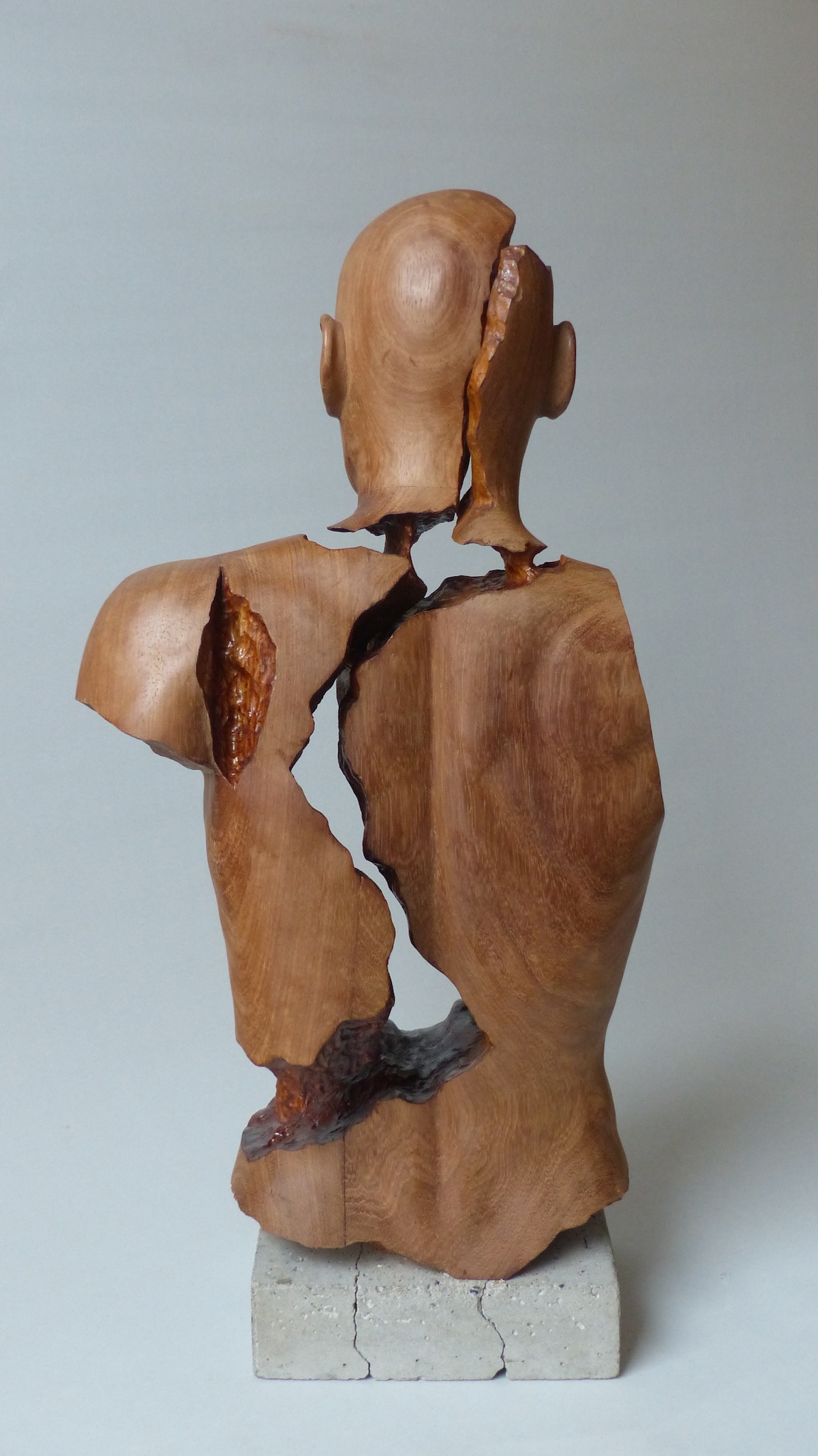 Teak hardwood sculpture of male back