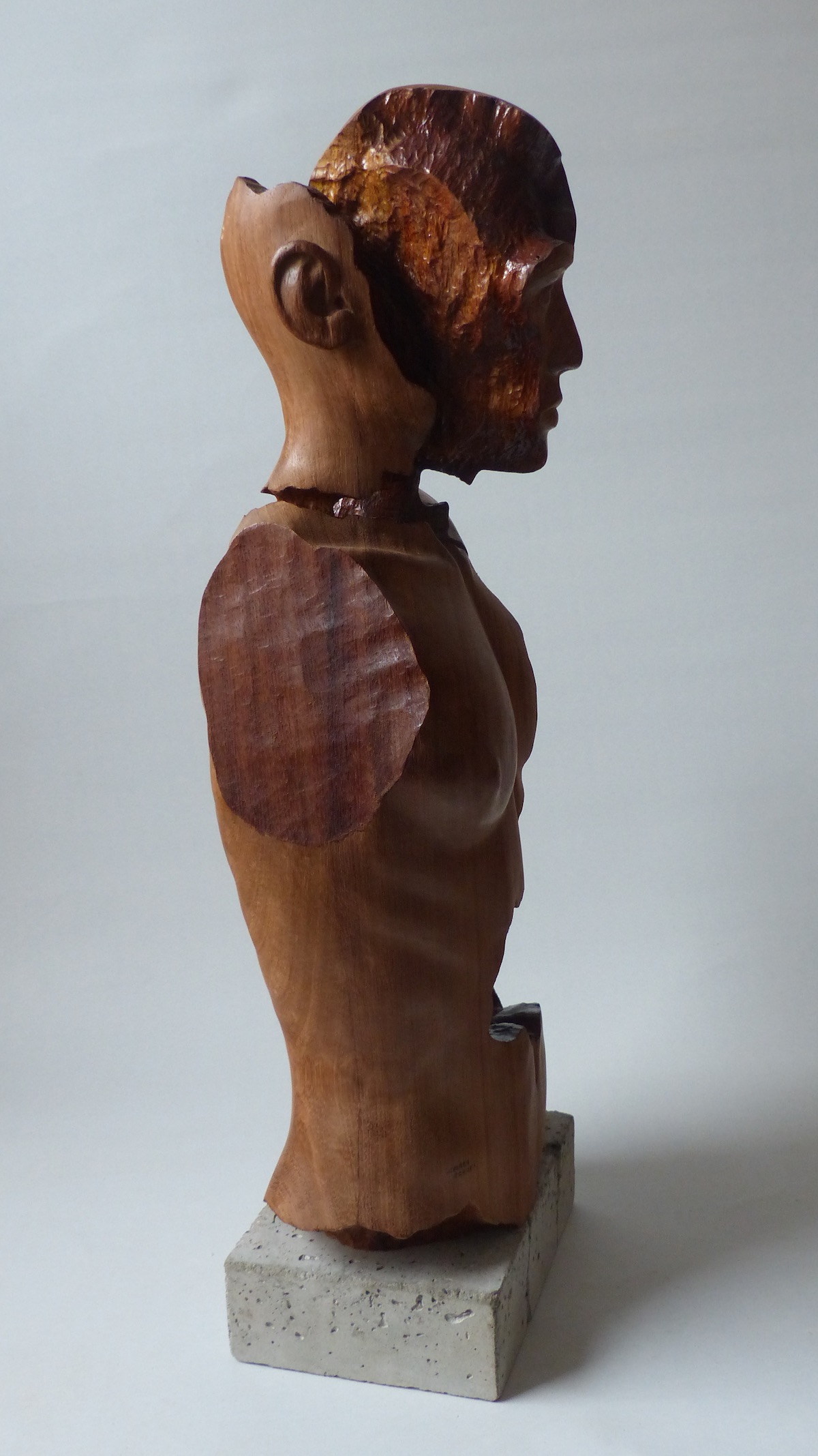 Teak hardwood sculpture of male right side