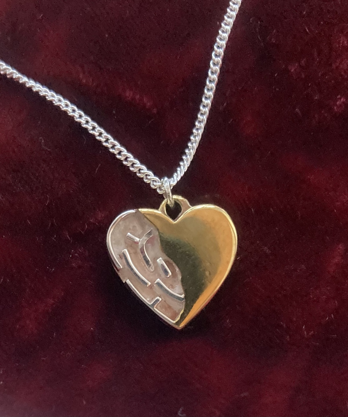 Heart with a maze pendant with silver chain